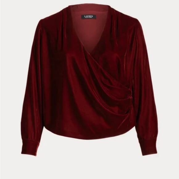 Lauren Ralph Lauren Tops - LAUREN Ralph Lauren Pleated Velvet Surplice Blouse size 8